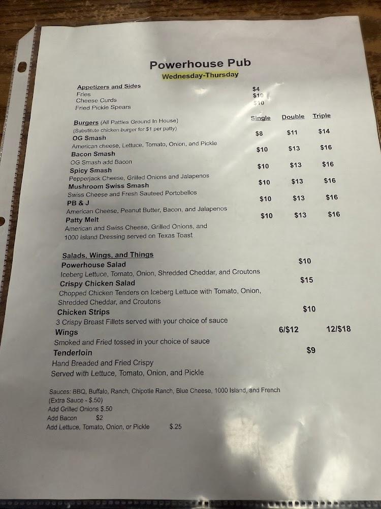 Powerhouse Pub Menu image 3